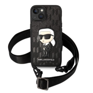 Оригинален твърд гръб KARL LAGERFELD Monogram Ikonik Patch KLHCP14MSTKMK - iPhone 14 Plus черен - Img 2