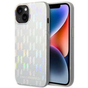Оригинален твърд гръб KARL LAGERFELD Monogram Iridescent KLHCP14MLGMMSV3 - iPhone 14 Plus сребрист - Img 1