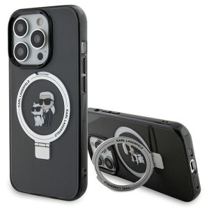 Оригинален твърд гръб KARL LAGERFELD Ring Stand Karl & Choupette MagSafe KLHMP15LHMRSKCK - iPhone 15 Pro черен - Img 1