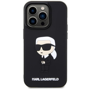 Оригинален твърд гръб KARL LAGERFELD Rubber Ikonik 3D KLHCP14L3DRKINK - iPhone 14 Pro черен - Img 3