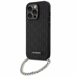 Оригинален твърд гръб KARL LAGERFELD Saffiano Monogram Chain KLHCP14XSACKLHPK - iPhone 14 Pro Max черен - Img 1