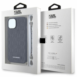 Оригинален твърд гръб KARL LAGERFELD Saffiano Monogram Chain KLHCP14SSACKLHPK - iPhone 14 черен - Img 7