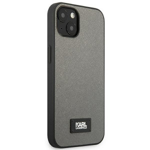 Оригинален твърд гръб KARL LAGERFELD Saffiano Plaque KLHCP13SSFMP2DG - iPhone 13 mini сребрист - Img 4
