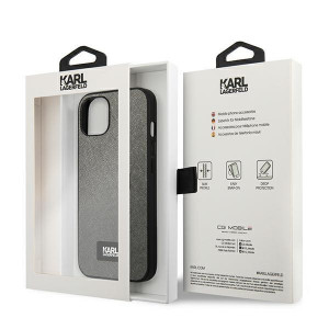 Оригинален твърд гръб KARL LAGERFELD Saffiano Plaque KLHCP13SSFMP2DG - iPhone 13 mini сребрист - Img 8
