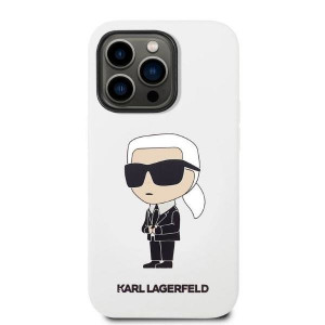 Оригинален твърд гръб KARL LAGERFELD Silicone Ikonik KLHCP14LSNIKBCH - iPhone 14 Pro бял - Img 3