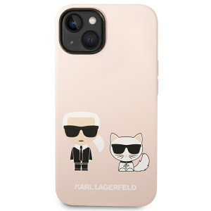 Оригинален твърд гръб KARL LAGERFELD Silicone Karl & Choupette KLHMP14MSSKCI MagSafe - iPhone 14 Plus светлорозов - Img 3