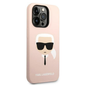 Оригинален твърд гръб KARL LAGERFELD Silicone Karl's Head MagSafe KLHMP14XSLKHLP - iPhone 14 Pro Max светлорозов - Img 4