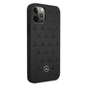 Оригинален твърд гръб MERCEDES Leather Stars MEHCP12LPSQBK - iPhone 12 Pro Max черен - Img 4