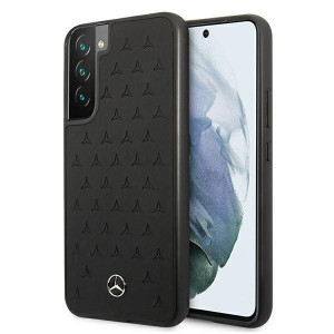 Оригинален твърд гръб MERCEDES Leather Stars MEHCS22MPSQBK - Samsung Galaxy S22+ черен - Img 1