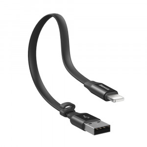 Плосък кабел за зареждане и данни със закопчалка BASEUS Nimble USB Type A към Lightning 2A 0.23m черен (CALMBJ-B01) - Img 4