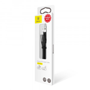 Плосък кабел за зареждане и данни със закопчалка BASEUS Nimble USB Type A към Lightning 2A 0.23m черен (CALMBJ-B01) - Img 14