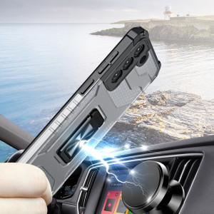 Подсилен гръб със стойка Crystal Ring - Samsung Galaxy S21+ 5G син - Img 4
