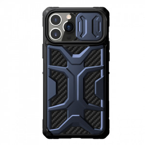 Подсилен гръб с подвижно покритие за камерата NILLKIN Adventruer - iPhone 13 Pro Max син - Img 1