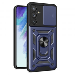Подсилен гръб Hybrid Armor Camshield с подвижно покритие за камерата и стойка - Samsung Galaxy A54 5G син - Img 1