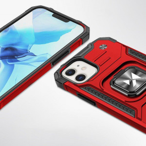 Подсилен гръб WOZINSKY Ring Armor със стойка - iPhone 14 червен - Img 2