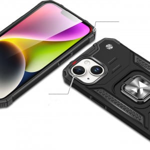 Подсилен гръб WOZINSKY Ring Armor със стойка - iPhone 15 червен - Img 2