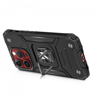 Подсилен гръб WOZINSKY Ring Armor със стойка - iPhone 15 Pro Max сребрист - Img 4