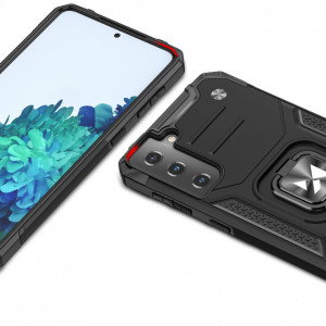 Подсилен гръб WOZINSKY Ring Armor със стойка - Samsung Galaxy S22 Ultra розов - Img 3