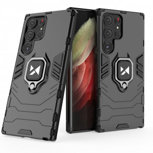 Подсилен гръб WOZINSKY Ring Armor със стойка - Samsung Galaxy S23 Ultra черен - Img 4