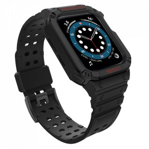 Подсилен калъф за корпус с каишка Protect - Apple Watch 41mm Series 9 / 41mm Series 8 / 41mm Series 7 / 40mm Series 6 / 40mm SE / 40mm Series 5 / 40mm Series 4 / 38mm Series 3 / 38mm Series 2 черен - Img 1