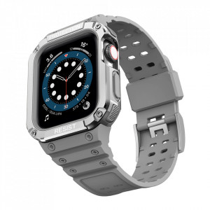 Подсилен калъф за корпус с каишка Protect - Apple Watch 41mm Series 9 / 41mm Series 8 / 41mm Series 7 / 40mm Series 6 / 40mm SE / 40mm Series 5 / 40mm Series 4 / 38mm Series 3 / 38mm Series 2 сив - Img 2