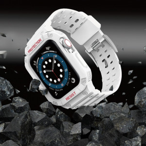 Подсилен калъф за корпус с каишка Protect - Apple Watch 41mm Series 9 / 41mm Series 8 / 41mm Series 7 / 40mm Series 6 / 40mm SE / 40mm Series 5 / 40mm Series 4 / 38mm Series 3 / 38mm Series 2 бял - Img 6