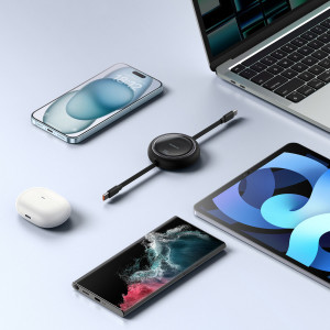 Прибиращ се кабел за зареждане и данни BASEUS Free2Draw Mini USB Type C към USB Type C 100W 1m черен - Img 8