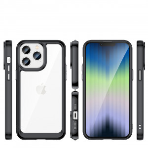 Прозрачен гръб с гел рамка Outer Space - iPhone 14 Pro Max черен - Img 2