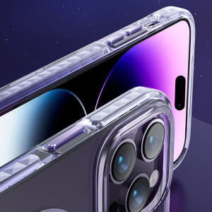 Прозрачен гръб с рамка KINGXBAR PQY Ice Crystal MagSafe - iPhone 14 лилав - Img 13