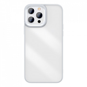 Прозрачен гръб с цветна рамка BASEUS Crystal - iPhone 13 Pro сив - Img 1