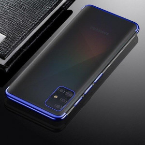 Прозрачен силиконов гръб с цветен кант Clear Color - Samsung Galaxy A72 син - Img 3