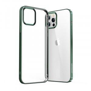 Прозрачен ултратънък гръб JOYROOM New Beautiful с цветна рамка - iPhone 12 Pro Max зелен - Img 1