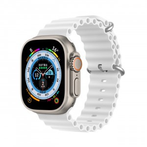 Силиконова каишка Dux Ducis OceanWave - Apple Watch 41mm Series 9 / 41mm Series 8 / 41mm Series 7 / 40mm Series 6 / 40mm SE / 40mm Series 5 / 40mm Series 4 / 38mm Series 3 / 38mm Series 2 / 38mm (1st gen) White - Img 1