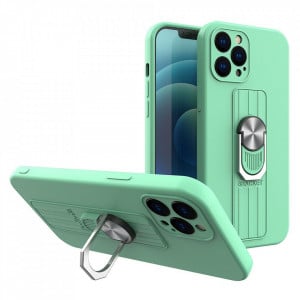 Силиконов гръб с държач-стойка Ring - Samsung Galaxy S21+ 5G мента - Img 1