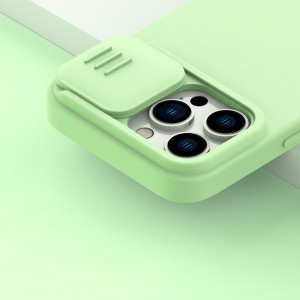 Силиконов гръб с подвижно покритие за камерата NILLKIN CamShield MagSafe - iPhone 14 Pro зелен - Img 11