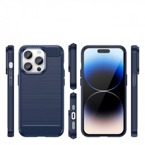 Силиконов гръб Carbon - iPhone 14 Pro син - Img 2