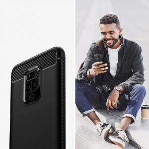Силиконов гръб Carbon - Xiaomi Redmi 10X 4G / Redmi Note 9 черен - Img 6