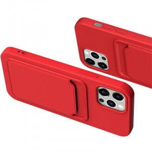 Силиконов гръб Card с портфейл за документи - Xiaomi Redmi Note 10 / 10s червен - Img 2