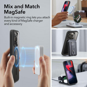 Силиконов гръб ESR Classic Hybrid Halolock MagSafe - iPhone 15 Pro Max прозрачен / черен - Img 9