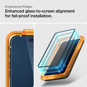 2 бр. закален стъклен протектор SPIGEN Align Master FC с инструмент за поставяне - iPhone 15 Pro Max черен - Img 8