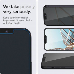 2 бр. закален стъклен протектор SPIGEN TR Ez Fit с филтър за поверителност и инструмент за поставяне - iPhone 13 Pro Max - Img 8
