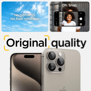 2 бр. протектор за камера SPIGEN Optik TR Ez Fit - iPhone 14 Pro / Pro Max / 15 Pro / Pro Max natural titanium - Img 10