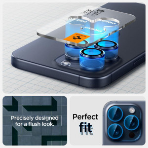 2 бр. протектор за камера SPIGEN Optik TR Ez Fit - iPhone 14 Pro / Pro Max / 15 Pro / Pro Max Titanium Blue - Img 9
