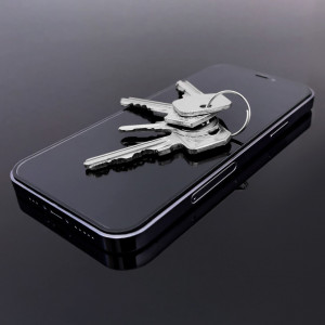 5D Full Glue закален стъклен протектор с пълно покритие WOZINSKY - iPhone 13 mini с черна рамка - Img 7