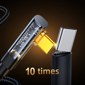 90° кабел за зареждане и данни с оплетка JOYROOM USB Type C към USB Type C с бързо зареждане 100W 1.2m черен (S-CC100A6) - Img 16