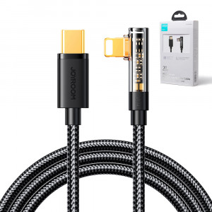 90° кабел за зареждане и данни с оплетка JOYROOM USB Type C към Lightning с бързо зареждане 20W 1.2m черен (S-CL020A6) - Img 11