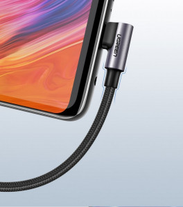 90° кабел за зареждане и данни с оплетка UGREEN USB Type A към USB Type C 3A 1m (50941) сив - Img 7