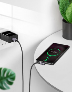 90° кабел за зареждане и данни с оплетка UGREEN USB Type A към USB Type C 3A 1m (50941) сив - Img 4