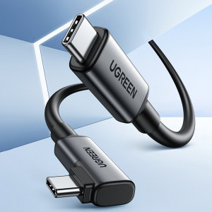 90° кабел за зареждане и данни UGREEN USB Type C към USB Type C 60W data transmission with VR goggles support (e.g. Oculus Quest 2) 5m черен (US551) - Img 2
