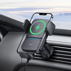Baseus Wisdom induction charger car phone holder on the grill черен (CGZX000001) - Img 4